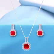 925 Sterling Silver Red CZ Jewellery Set for Women - Taraash