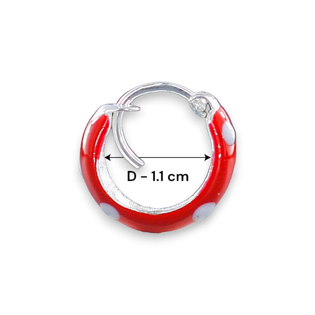 925 Sterling Silver Red Enamel Hoop Earrings For Girls - Taraash