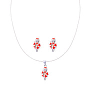 925 Sterling Silver Red Enchanted Character Enamel Chain Pendant with Earrings Set for Girls - Taraash