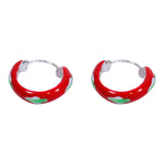 Load image into Gallery viewer, 925 Sterling Silver Red &amp; White Enamel Leaf Design Hoop Earring For Wome/ Girls - Taraash
