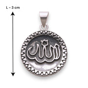 925 Sterling Silver Religious Oxidized Allah Pendant For Men - Taraash