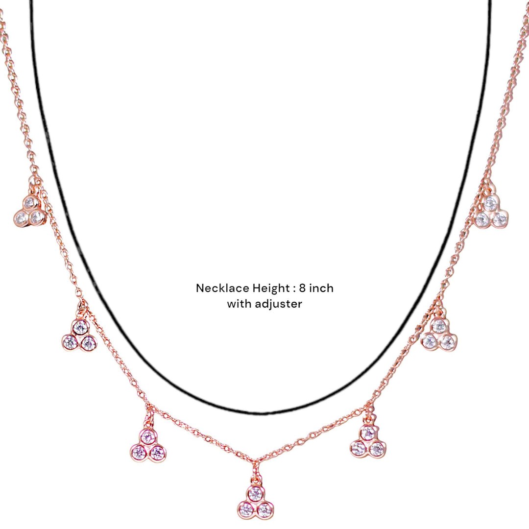 925 Sterling Silver Rose Gold CZ Charm Necklace for Women - Taraash