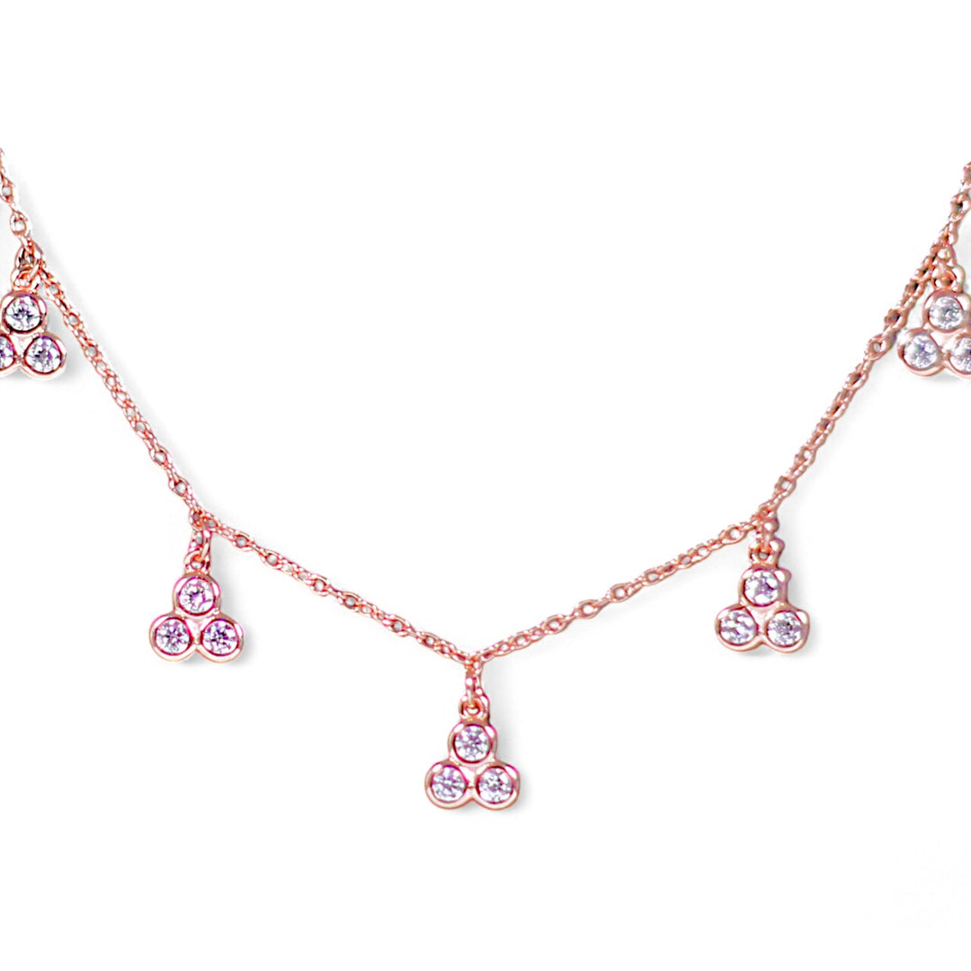 925 Sterling Silver Rose Gold CZ Charm Necklace for Women - Taraash