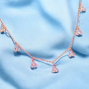 925 Sterling Silver Rose Gold CZ Charm Necklace for Women - Taraash