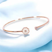 925 Sterling Silver Rose Gold CZ Flower Enamel Design Bangle For Girls/Women - Taraash