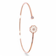 925 Sterling Silver Rose Gold CZ Flower Enamel Design Bangle For Girls/Women - Taraash