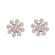 925 Sterling Silver Rose Gold CZ Round Shape Stud Earrings for Women - Taraash