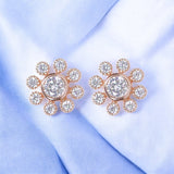 925 Sterling Silver Rose Gold CZ Round Shape Stud Earrings for Women - Taraash