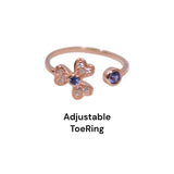 925 Sterling Silver Rose gold Floral With Blue CZ Toe Ring for Women - Taraash