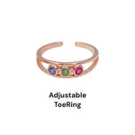 Load image into Gallery viewer, 925 Sterling Silver Rose gold with Multi CZ Toe Ring for Women - Taraash
