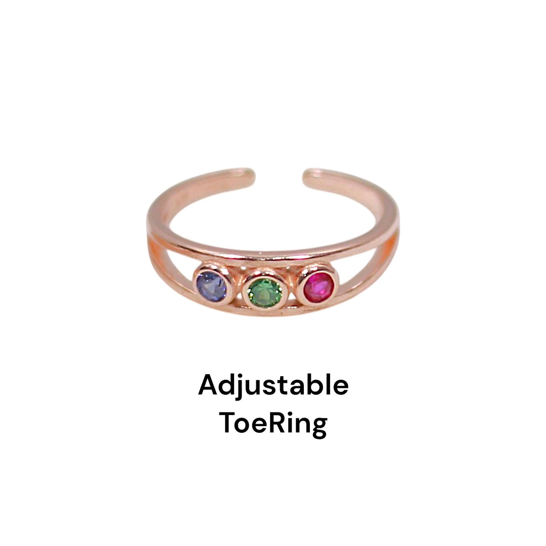925 Sterling Silver Rose gold with Multi CZ Toe Ring for Women - Taraash