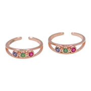 925 Sterling Silver Rose gold with Multi CZ Toe Ring for Women - Taraash