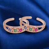 925 Sterling Silver Rose gold with Multi CZ Toe Ring for Women - Taraash