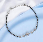 Load image into Gallery viewer, 925 Sterling Silver Round Shaped Black Beaded Mangalsutra Bracelet for Women - Taraash