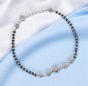 925 Sterling Silver Round Shaped Black Beaded Mangalsutra Bracelet for Women - Taraash