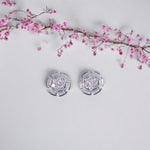 Load image into Gallery viewer, 925 Sterling Silver Round Shaped CZ Stud Earrings for Women / Girls - Taraash
