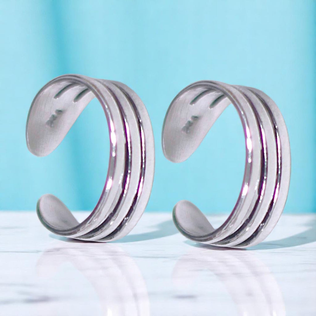 925 Sterling Silver Rounded Band Oxidised Toe Ring for Women. - Taraash