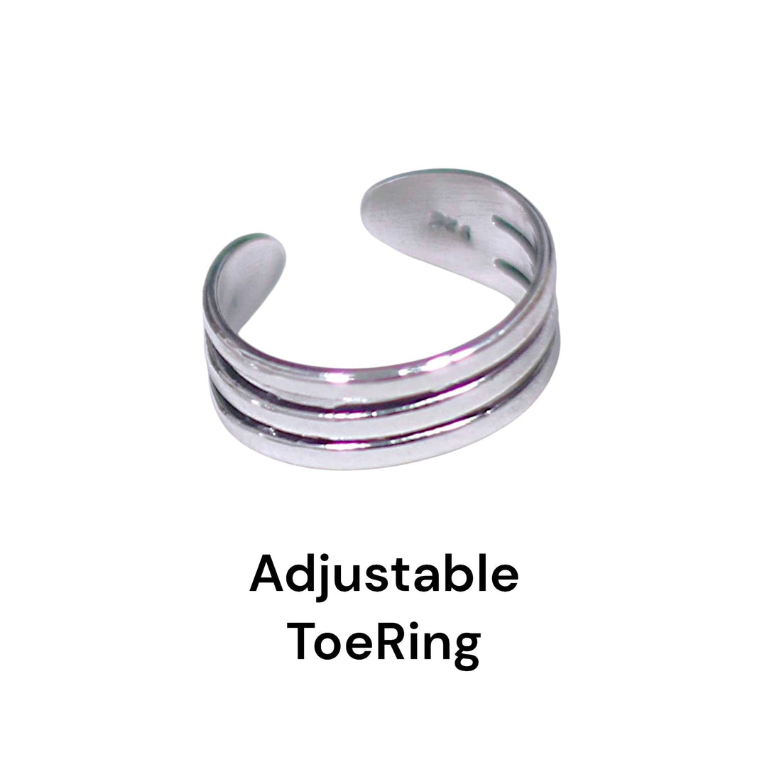 925 Sterling Silver Rounded Band Oxidised Toe Ring for Women. - Taraash