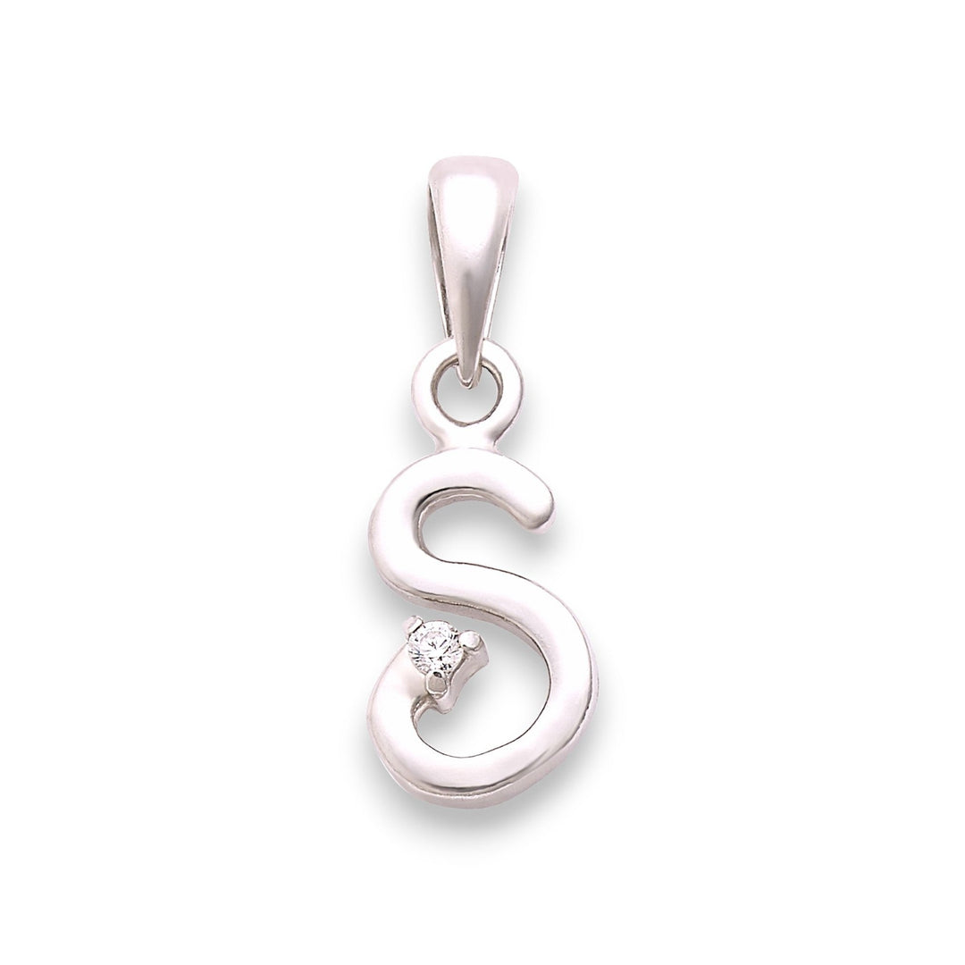 925 Sterling Silver "S" Letter Cz Pendant For Men And Women - Taraash