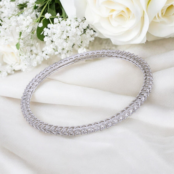 925 Sterling Silver Solitaire Cz Bangle for Women - Taraash