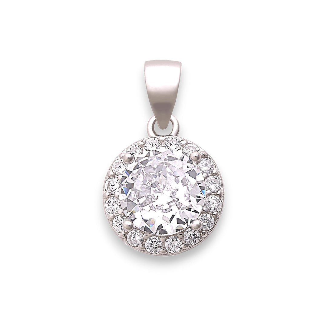 925 Sterling Silver Sparkling Cz Round Pendant for Women - Taraash