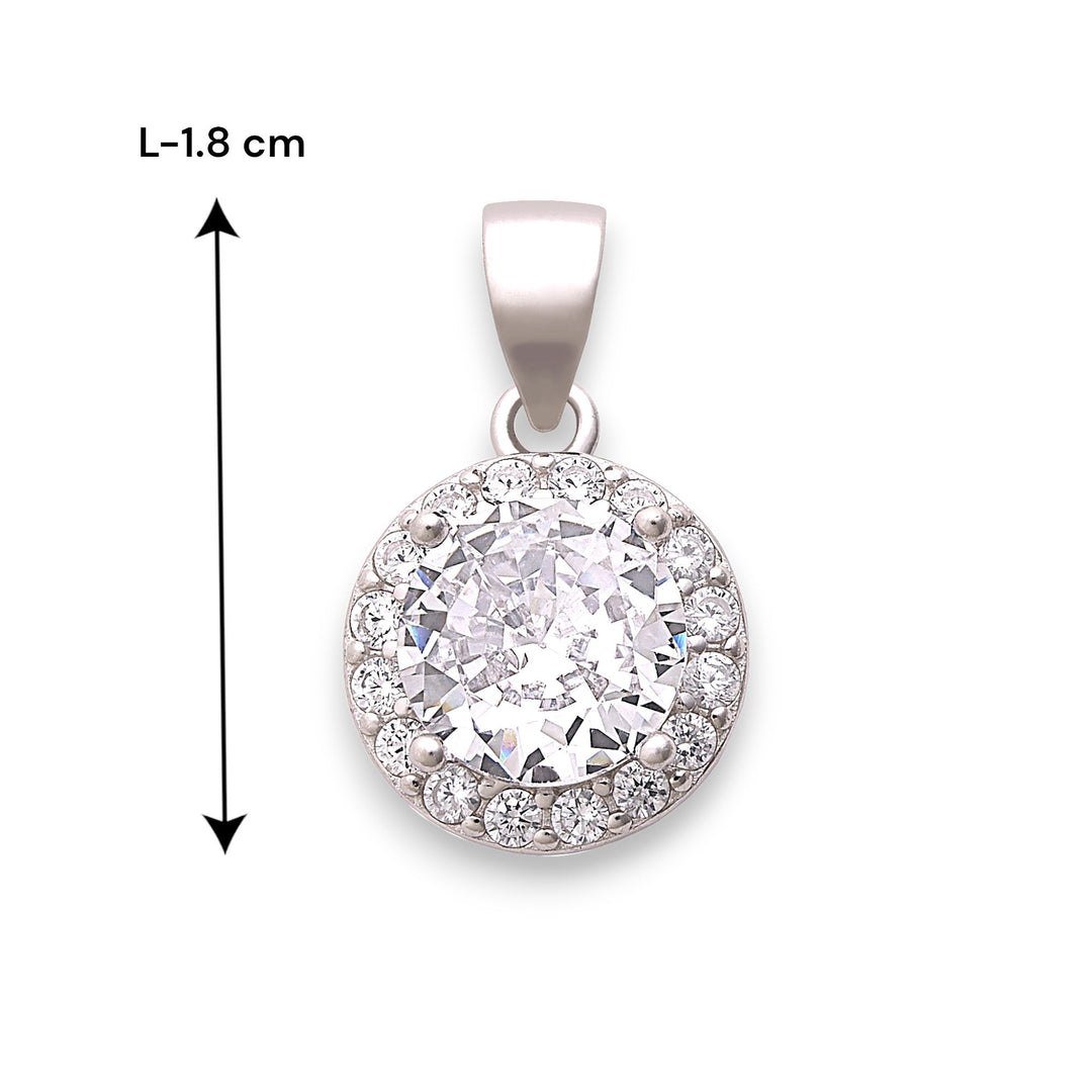 925 Sterling Silver Sparkling Cz Round Pendant for Women - Taraash