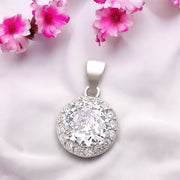 925 Sterling Silver Sparkling Cz Round Pendant for Women - Taraash