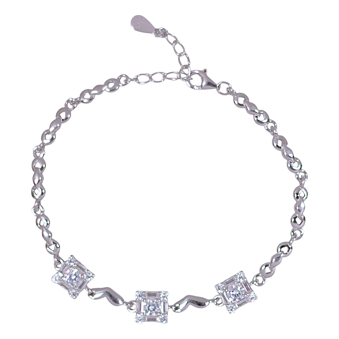 925 Sterling Silver Square - Shaped CZ Bracelet for Women - Taraash