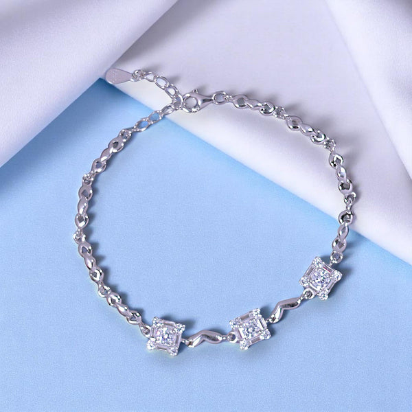 925 Sterling Silver Square - Shaped CZ Bracelet for Women - Taraash