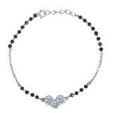 925 Sterling Silver stylish three - stone pendant Mangalsutra Bracelet Black Beads for Woman - Taraash