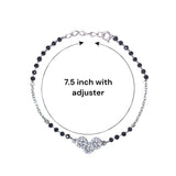 925 Sterling Silver stylish three - stone pendant Mangalsutra Bracelet Black Beads for Woman - Taraash