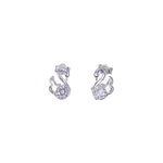 Load image into Gallery viewer, 925 Sterling Silver Swan Design CZ Stud Earrings for Women - Taraash
