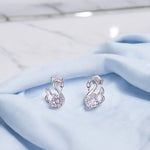 Load image into Gallery viewer, 925 Sterling Silver Swan Design CZ Stud Earrings for Women - Taraash
