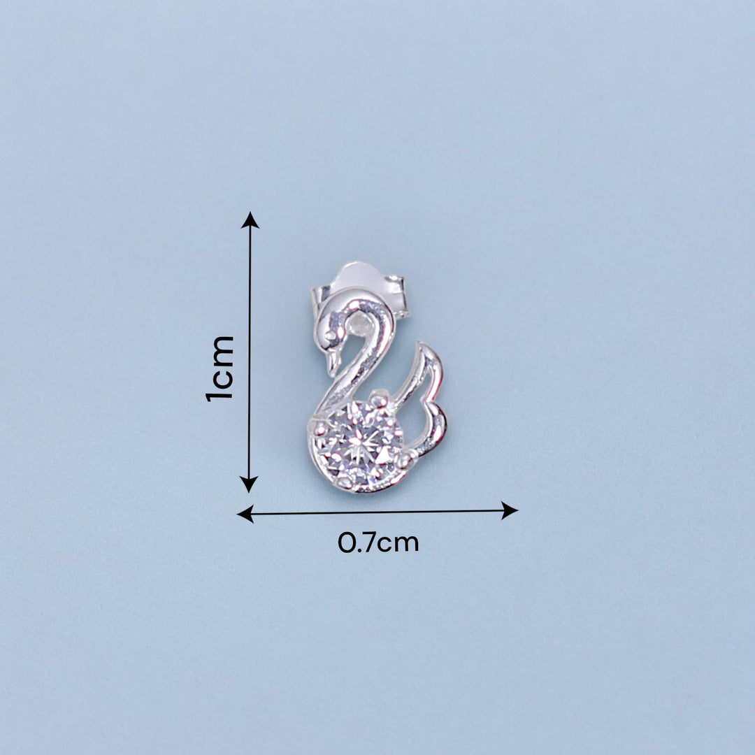 925 Sterling Silver Swan Design CZ Stud Earrings for Women - Taraash