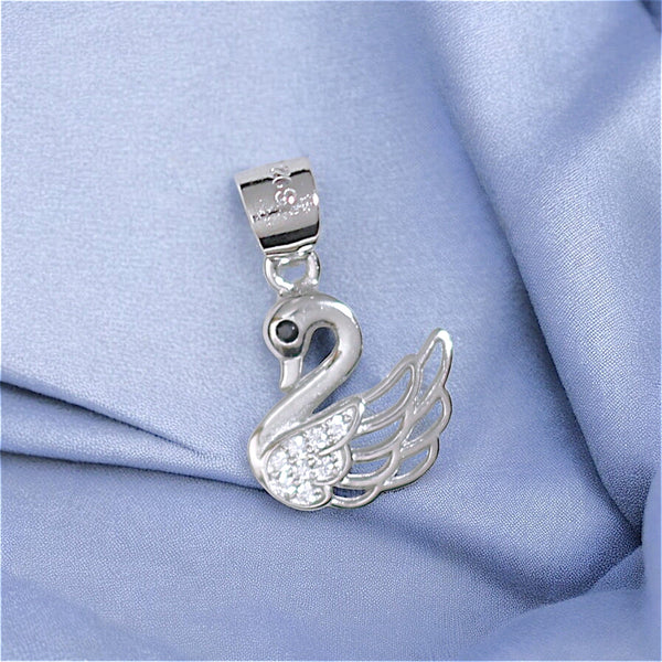 925 Sterling Silver Swan Pendant with Cubic Zirconia For Womens - Taraash