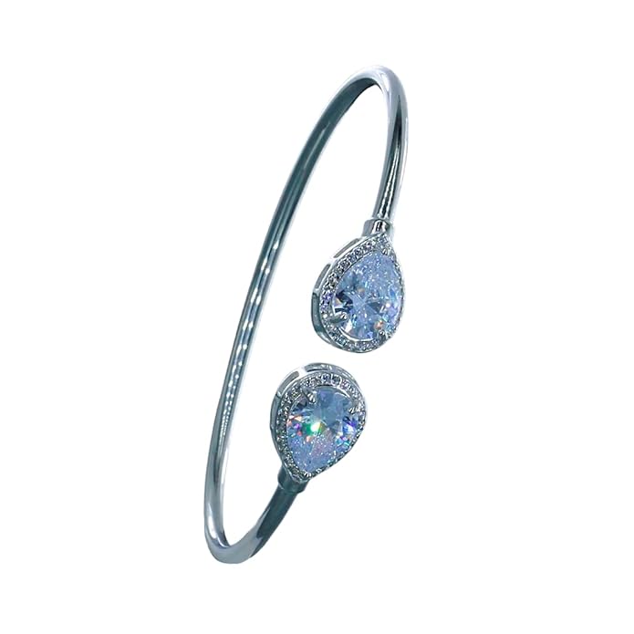 925 Sterling Silver Teardrop Design Adjustable Bangle For Women - Taraash