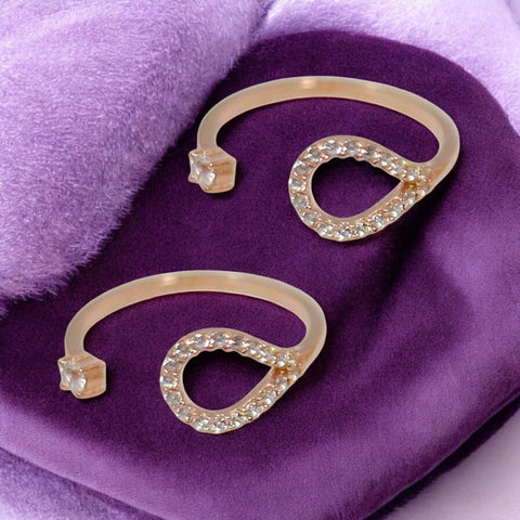 925 Sterling Silver Teardrop Gold Plated Adjustable Toe Ring For Women - Taraash