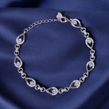 925 Sterling Silver Teardrop - Shaped Rhodium Finish Bracelet for Women - Taraash