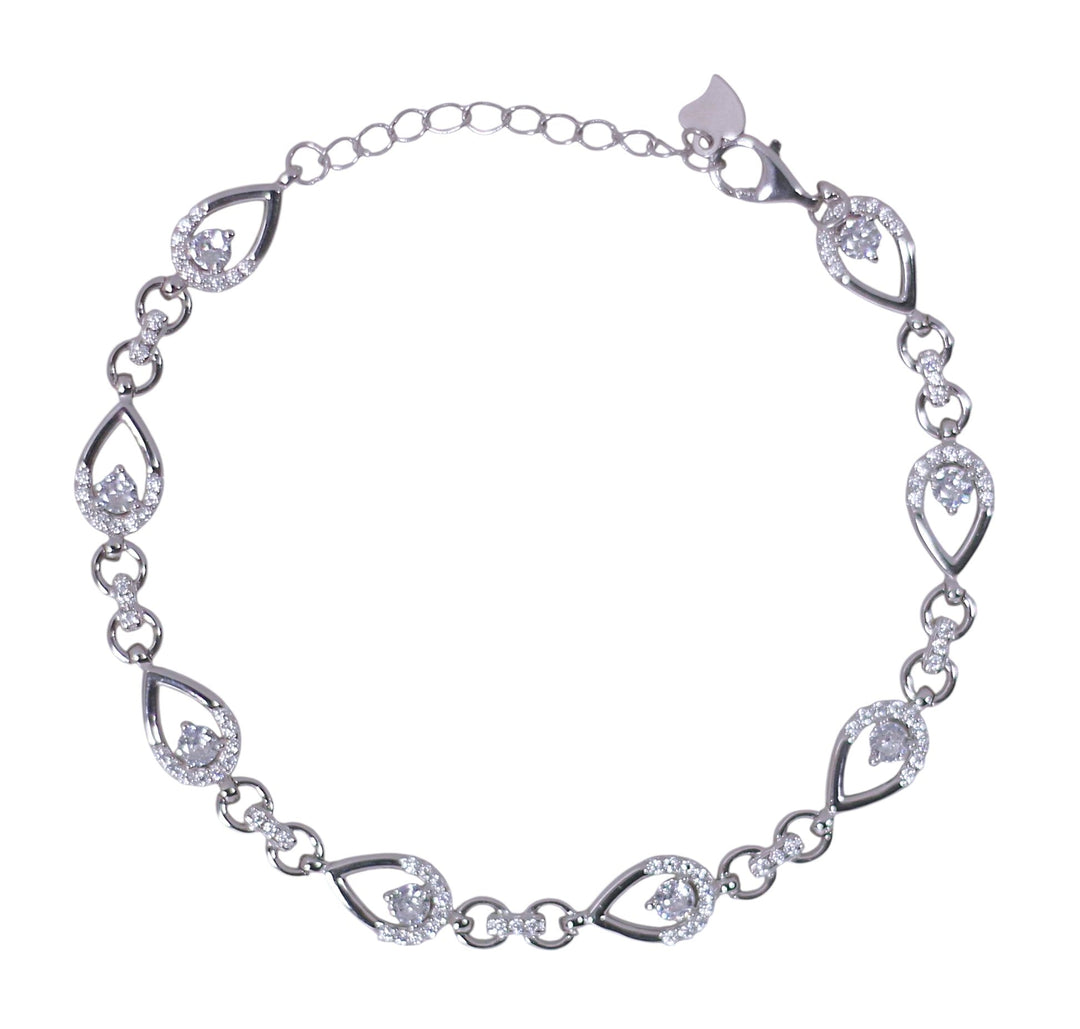 925 Sterling Silver Teardrop - Shaped Rhodium Finish Bracelet for Women - Taraash