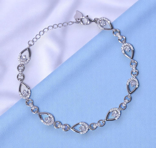 925 Sterling Silver Teardrop - Shaped Rhodium Finish Bracelet for Women - Taraash