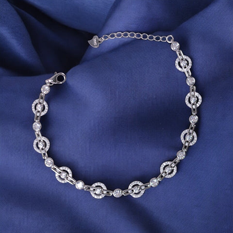 925 Sterling Silver Tennis Round CZ Link Bracelet for Women - Taraash