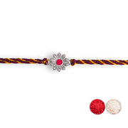 925 sterling silver Traditional Floral Gemstone pure Rakhi for brother - Taraash