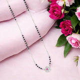 925 Sterling Silver Traditional Floral Pendant Mangalsutra For Women - Taraash