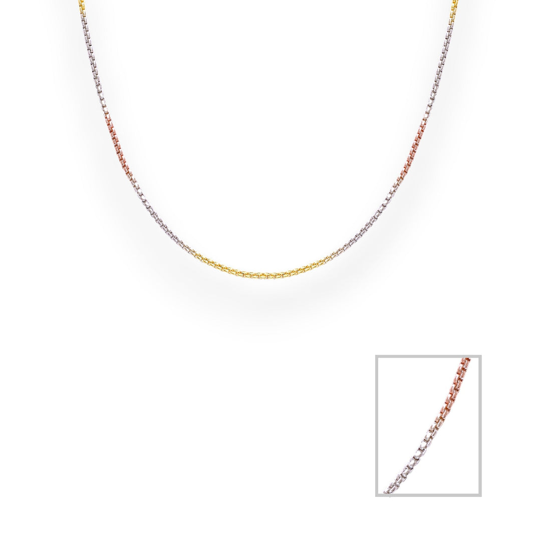 925 Sterling Silver Tri-color Box Chain For Women - Taraash