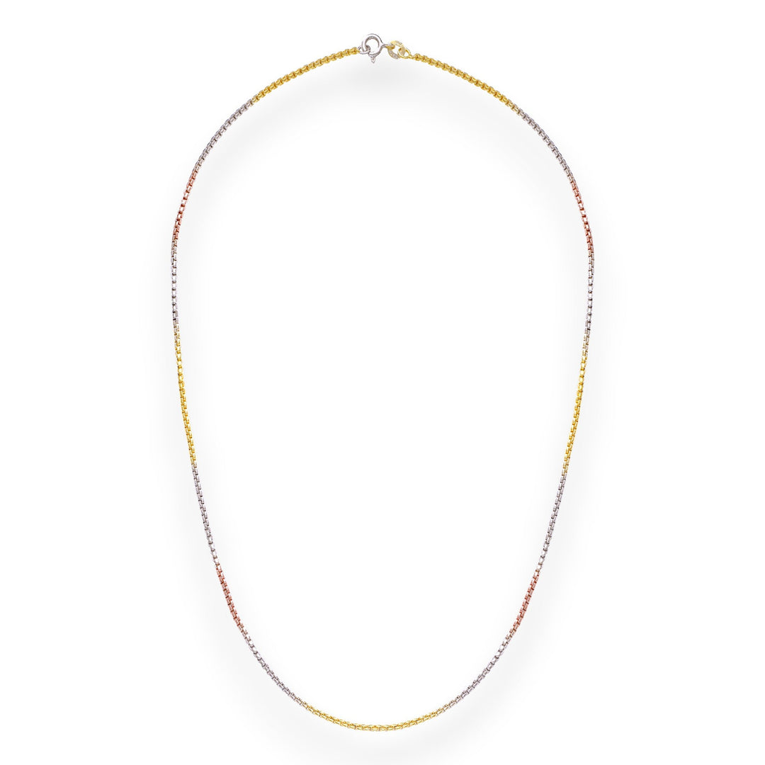 925 Sterling Silver Tri-color Box Chain For Women - Taraash