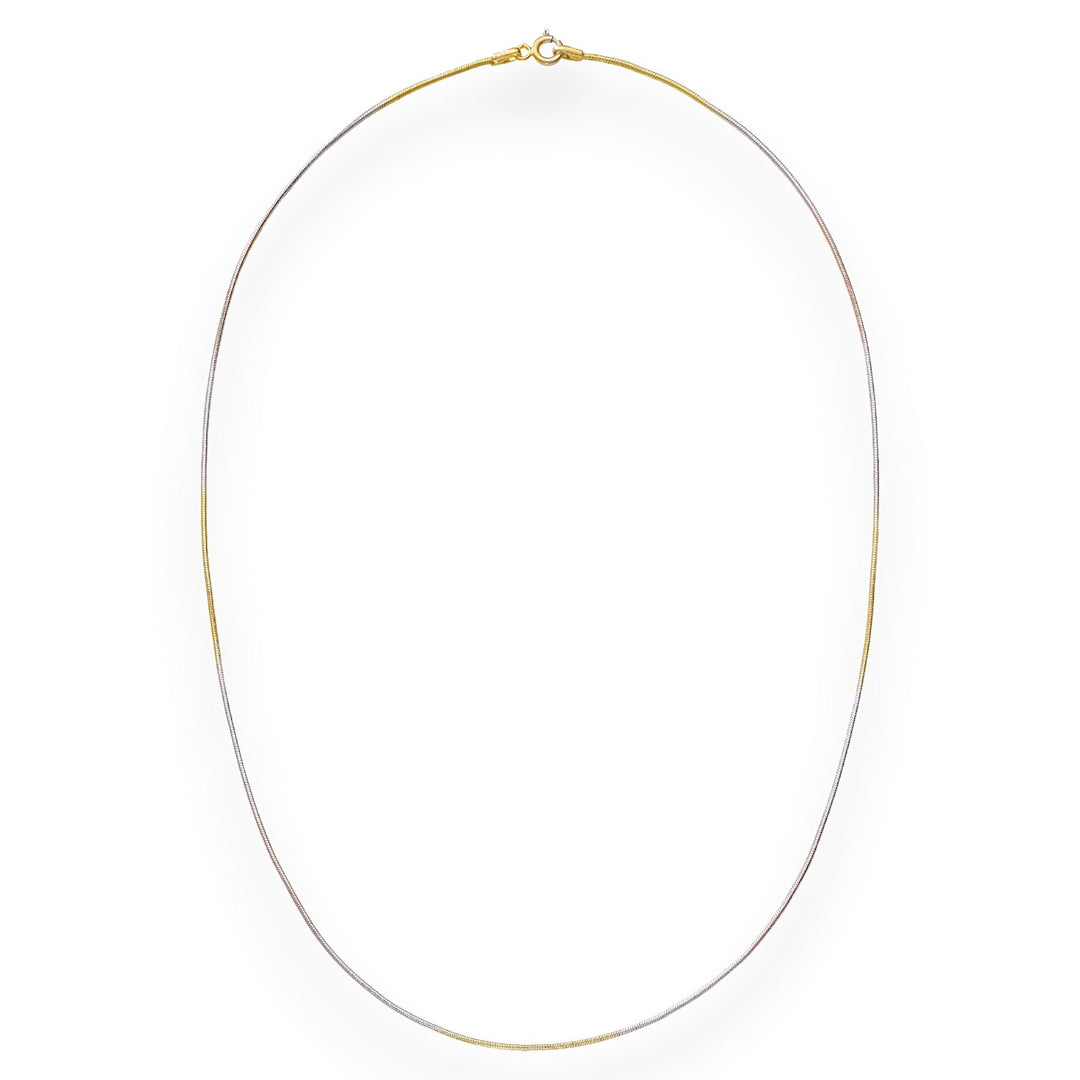 925 Sterling Silver Tri-Color Compact Chain Women - Taraash