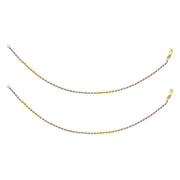 925 Sterling Silver Tri Tone Ball Chain Anklet for Women - Taraash