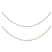 925 Sterling Silver Tri Tone Beaded Chain Anklet for Women - Taraash