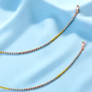 925 Sterling Silver Tri Tone Beaded Chain Anklet for Women - Taraash