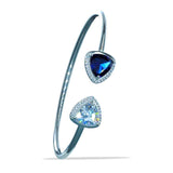 925 Sterling Silver Triangle Blue CZ Bangle For Women - Taraash